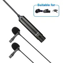 Dual Lavalier  Omni-directional Microphone Phantom Power Lapel Clip on Mic Interview Kit Compatible with Camera Camcorder Tascam
