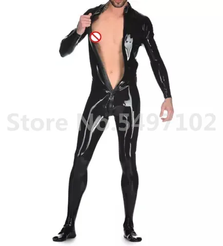 

Latex Catsuit Bodysuit Bondage BDSM Leotard Sexy Coverall Handmade Rubber Bodysuit Fetish w/o Hand Hood Front Zip