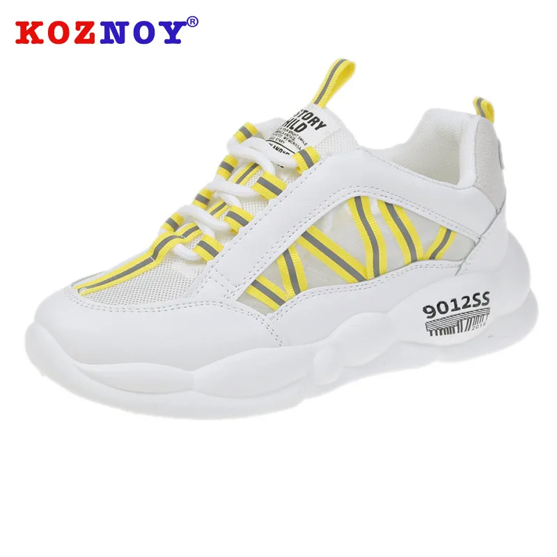 

Koznoy Sneakers Women Flat Bottom Autumn Dropshipping Mixed Colors Fashion Mesh Hollow Cross Tied Breathable Causal Women Shoes