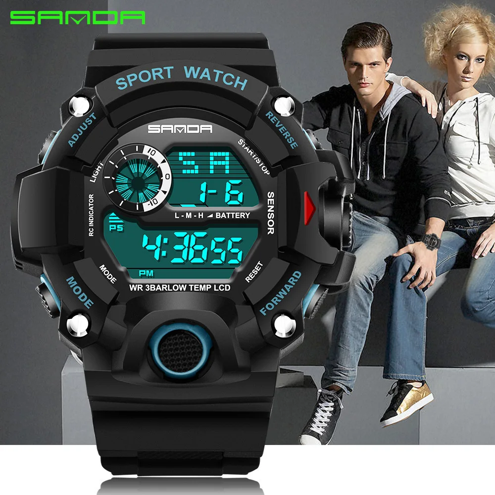 

SANDA Brand Fashion Japanese Korean Table Multi-functional Electronic Watch Waterproof Men Women's