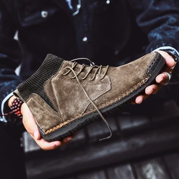 

Winter Warm Men Snow Boots Plush Sports Shoes Genuine Leather Ankle Boots Outdoor Walking Sneakers Training Shoes Big Size 48