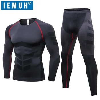 

IEMUH Anti microbial Winter Thermo Underwear Thermal Men Long Johns Thermal Clothing Rashgard Kit Long Compression Underwear