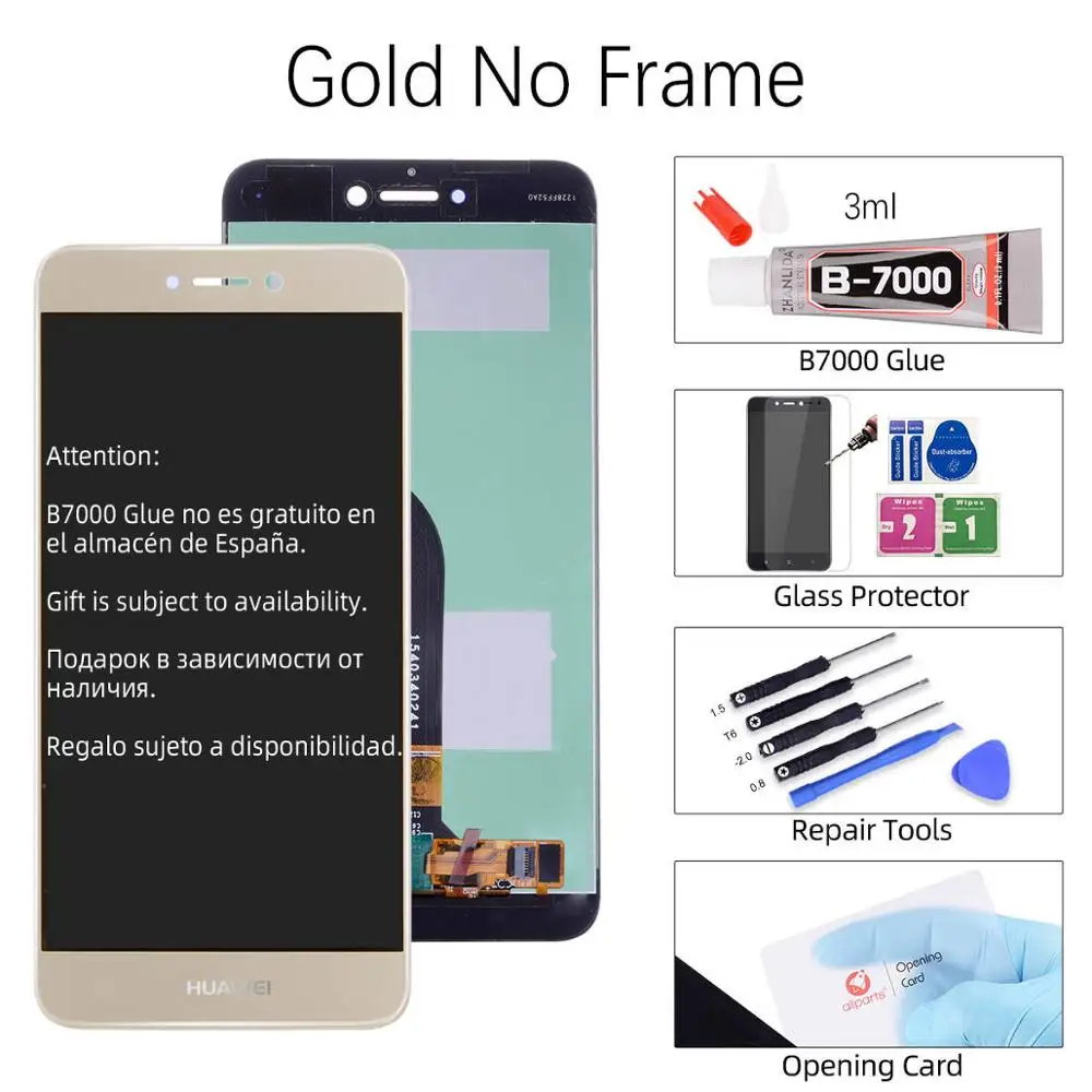 Дисплей для HUAWEI P8 Lite LCD в сборе с тачскрином на рамке 5.2‘’ черный золото белый синий - Цвет: No Frame Gold