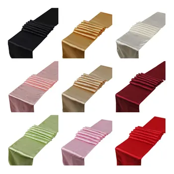 

15PCS Satin Table Runners Wedding Party Event Home Decor Supply Satin Fabric Chair Sash Bow Table Cover Tablecloth 30cm*275cm