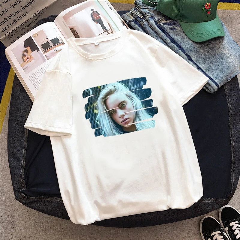 Billie eilish fun футболки повседневные bf kawaii хип хоп harajuku альбом дропшиппинг Винтаж короткий рукав панк Женская одежда футболка