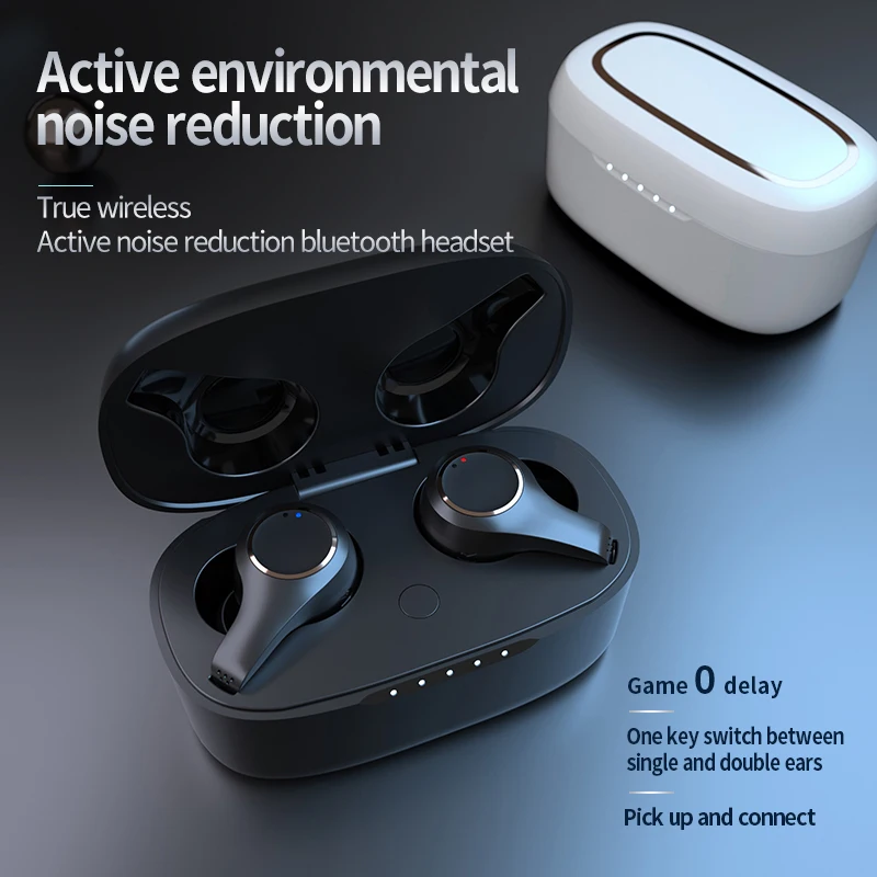 ANC Wireless Noise Cancel Headphones Bluetooth V5.0 Earphones Dual Microphone Earbuds Headsets Gaming Waterproof Sweatproof