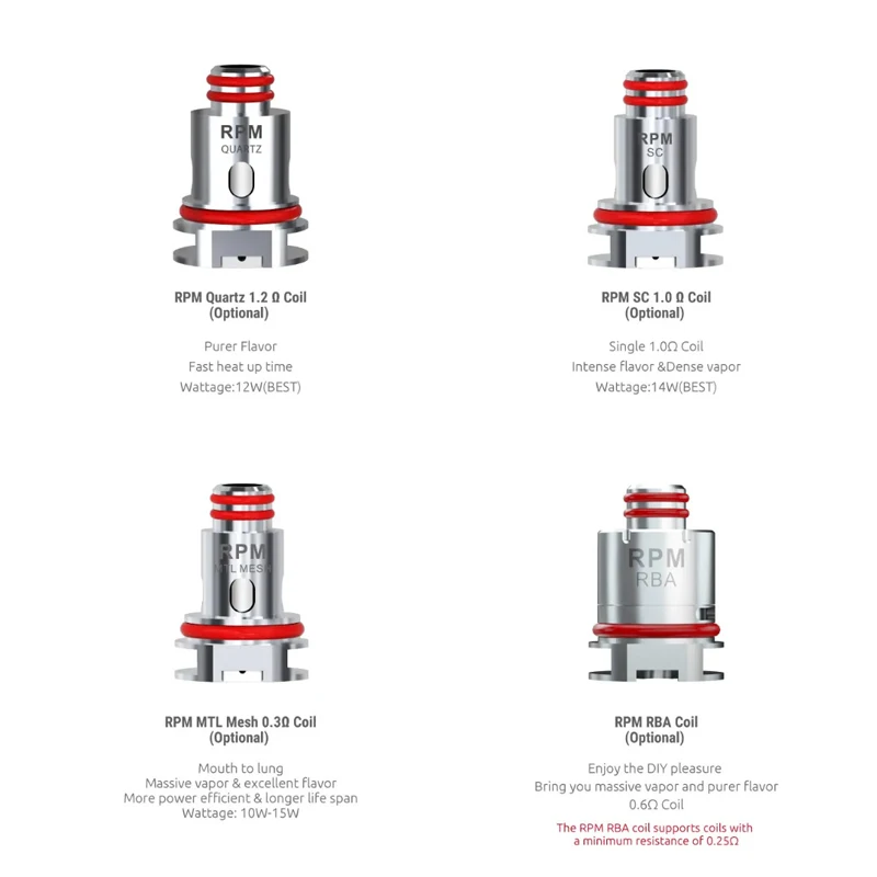 SMOK RPM катушка сетка 0.4ohm Тройная 0.6ohm кварц 1.2ohm SC 1.0ohm RPM RBA MTL сетка RGC коническая сетка RGC RBA для RPM80 и RPM80 Pro