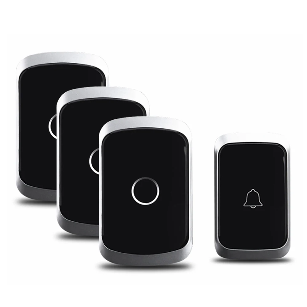1 button 3 receiver Беспроводной дверной звонок CACAZI, водонепроницаемая Батарейная кнопка, приемник с вилкой Стандарта США, ЕС, Великобритании, Австралии, диапазон 300 м, Умный домашний звонок, звонок, колокольчики - Цвет: 1 button 3 receiver