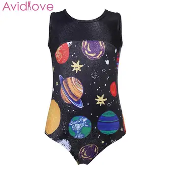 

Girls Gymnastics Leotard Kids Youth Printed Floral Sleeve Hollow Out Children Cute Bodysuit Casual, Sport,