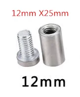 12mm X25mm 10 шт.! Профессиональная реклама, гвозди противостояние болт из нержавеющей стали зеркало стекло стены поддержка крепежные винты Декор оборудования - Цвет: 12mm X25mm