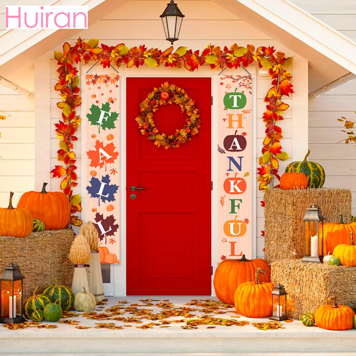 

Huiran Halloween Pumpkin Happy Fall Y'all Banner Halloween Party Decorations For Home Outdoor Fall Thankful Banner Haloween Deco