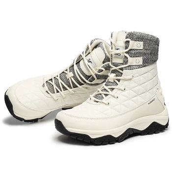 

Outdoor Women Waterproof Hiking Trekking Shoes White Snow Boots Men Winter Black Warm Boots Plus Fleece Skiing Shoes Sniegowce