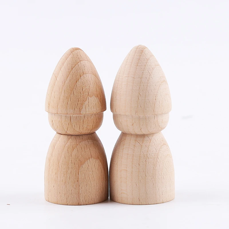 70mm Beech Wooden Peg Dolls Baby Toys Unpainted Figures Hard Wood Dolls Kid's Printed DIY Crafts Blank Handmade Dolls Toys Gift 6