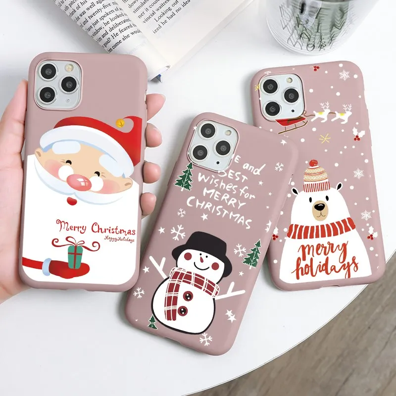 Чехлы для iPhone 12 Pro Max Mini с оленем и Санта Клаусом 11 MAX X XS XR SE 2020 7 8 6 6S 5 5S Plus