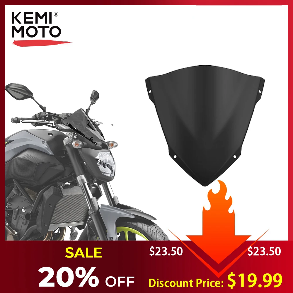 Ветровое стекло KEMiMOTO для YAMAHA MT07 MT 07 ветровое FZ07 2014 2015 2016 2017 ветровые дефлекторы