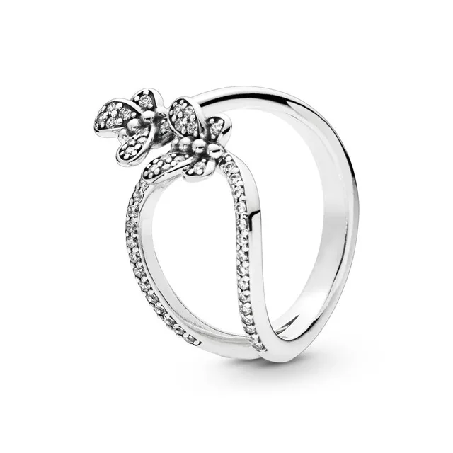 925 пробы серебро Новинка Весна 197920CZ Bedazzling кольцо с бабочками - Цвет: Зеленый