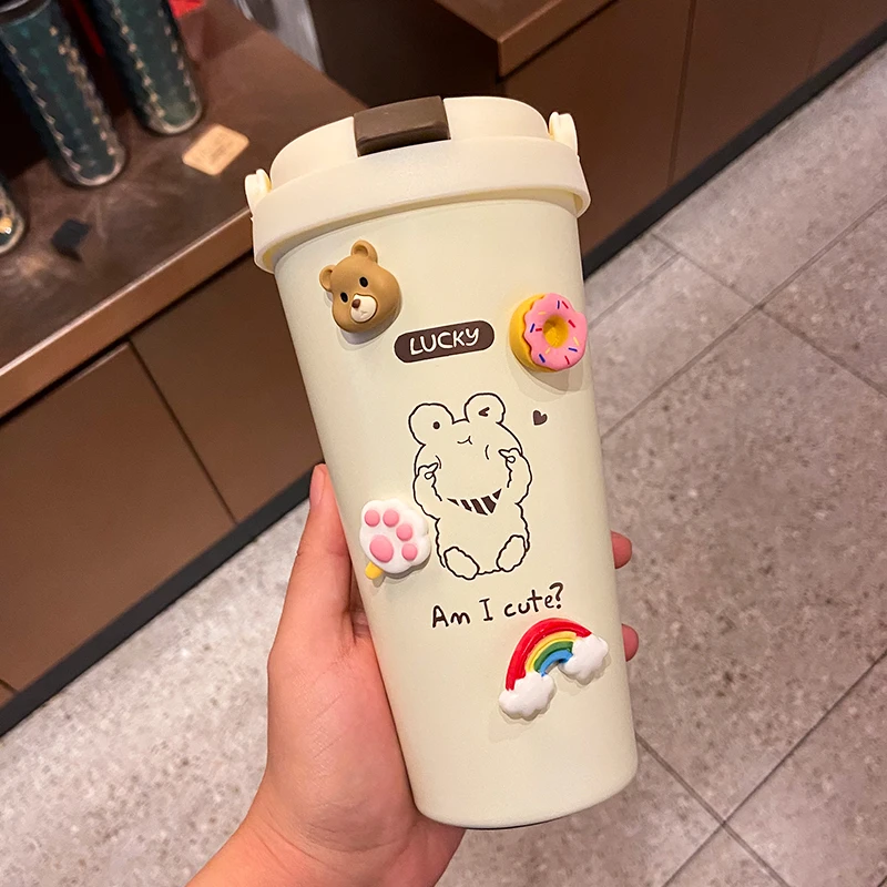 Kawaii Stainless Steel Water Bottle For Children Thermos Cute Insulated  KoreanThermal Cup For Hot Cold Drink Tea Milk 350/500ml - AliExpress