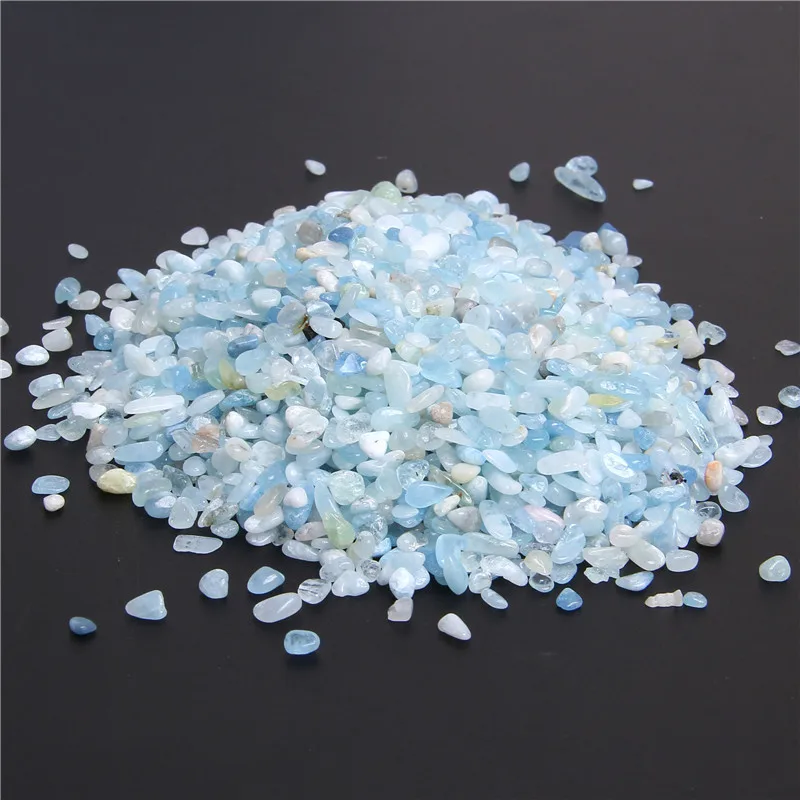100g Natural 3-5mm Aquamarines gravel beads Blue Quartz Crystal Stone Rock Chips Healing Stones Minerals Health Decor |