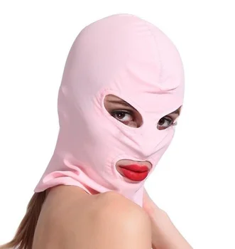 Stretch Fabric Full Face Mask Hood Breathable Hole Open Mouth Eyes Sex Headgear Bdsm Slave Bondage Role Play Clubwear Sex Toys 3