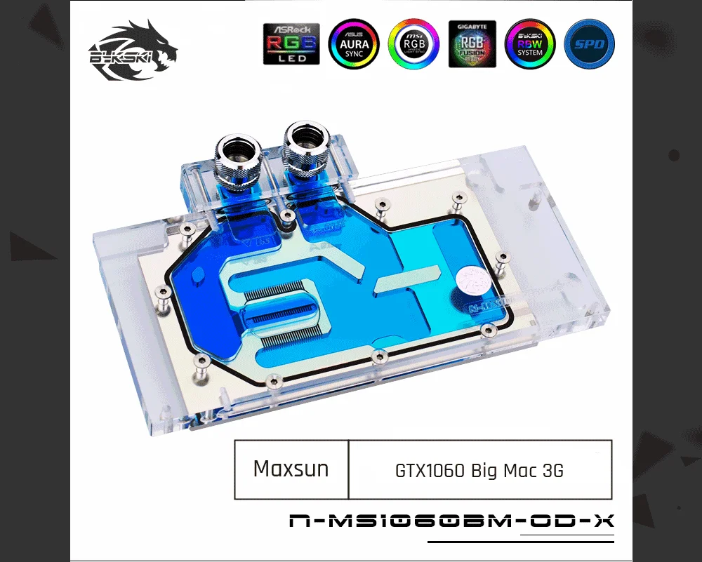 Bykski N-MX1060BM-OD-X, полное покрытие графика карты водяного охлаждения блок для Maxsun GTX1060 большой Mac 3g
