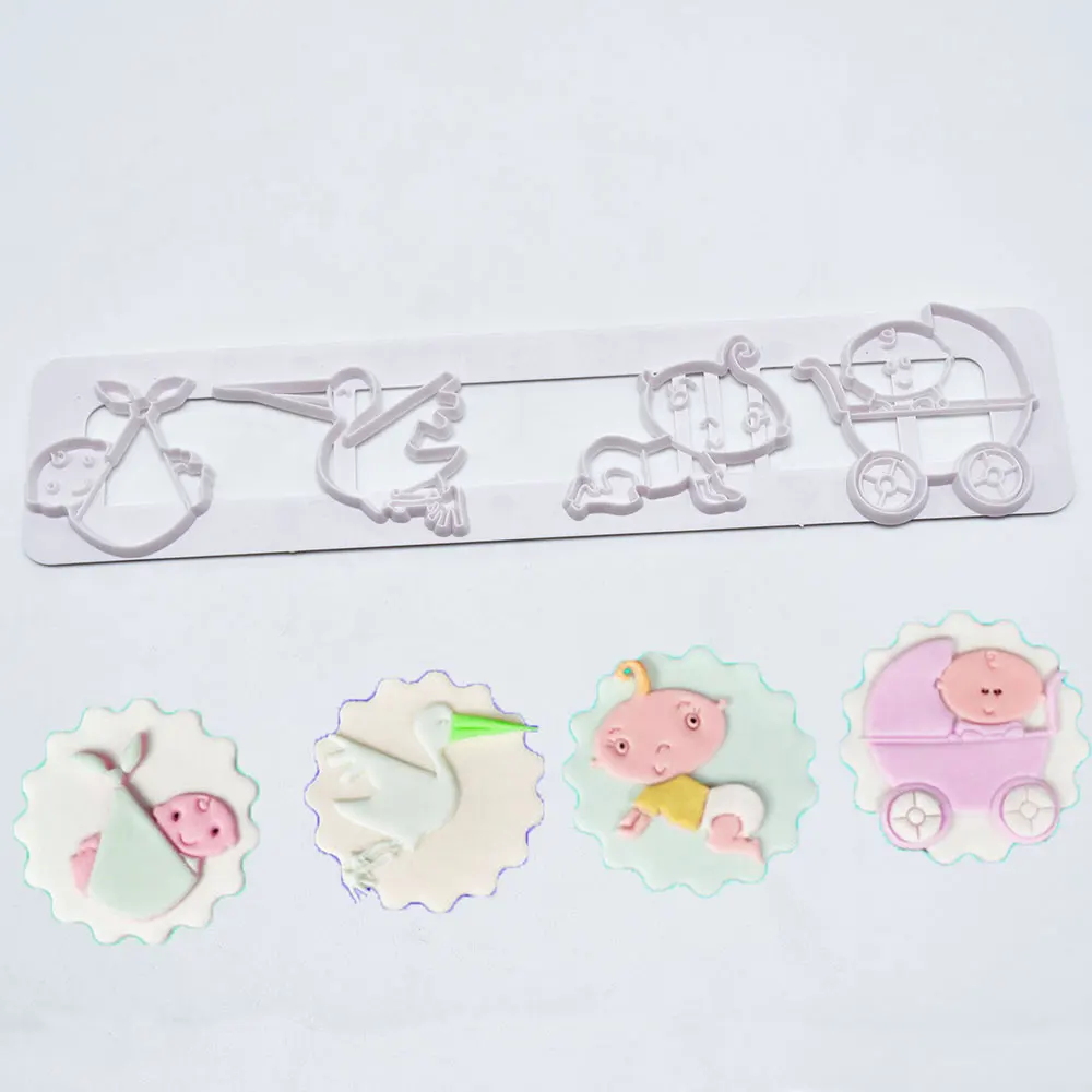 

Safe Stroller Cake Mold DIY White Gift Xmas Baking Tool Creative Baby Carriage Mould Chocolate Jelly Pastry Food Grade Plastic