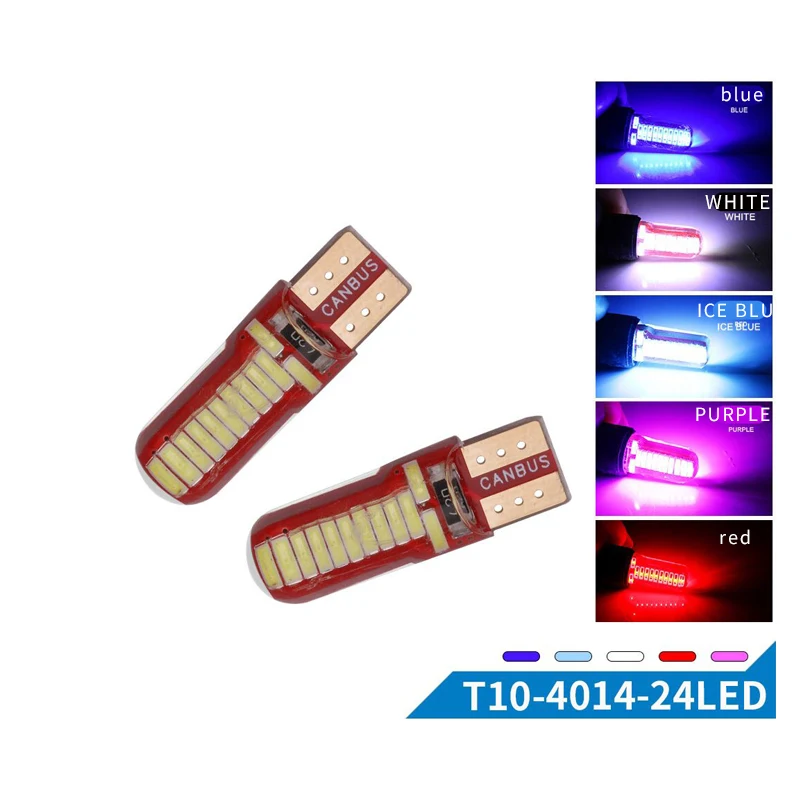 

10PCS T10 194 W5w Led Canbus 4014 24 SMD SILICA Super Bright LED Light Bulbs Wedge Bulbs 12V DC Bidirectional Light White