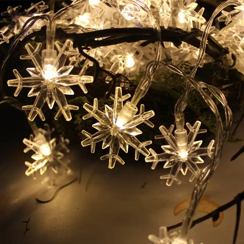 Christmas Tree Snow Flakes Led String Fairy Lights Battery Powered