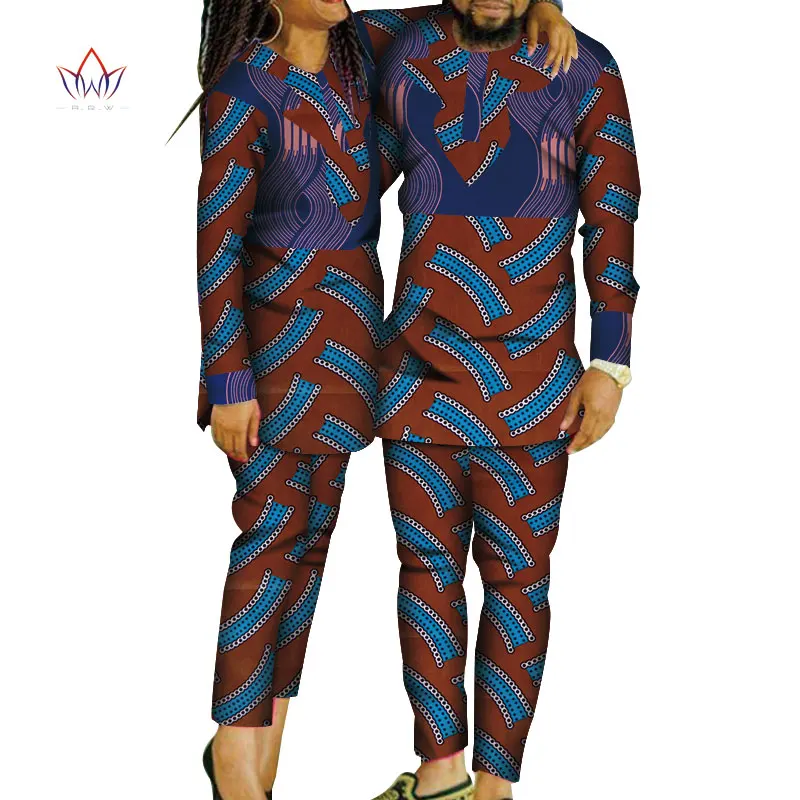 Африканский принт лоскутный топ и брюки для женщин Bazin Riche африканская одежда мужские топ и брюки африканская пара одежды WYQ259 - Цвет: 5