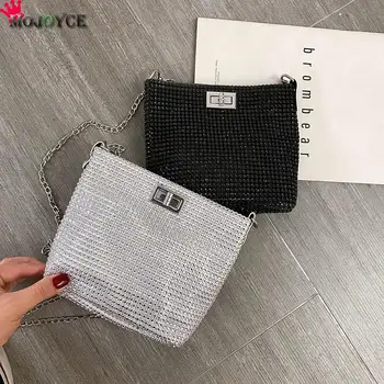 

Fashion Rhinestone Clutch Messenger Bags Classic Texture Creative Design Chic Portable Women Shiny Shoulder Evening Purse