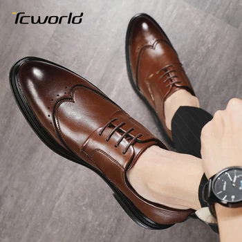 

Genuine Leather Oxford Shoes Men's Brogues Breathable Zapatos De Hombre De Vestir Formal Formal Office Business Dress Shoes