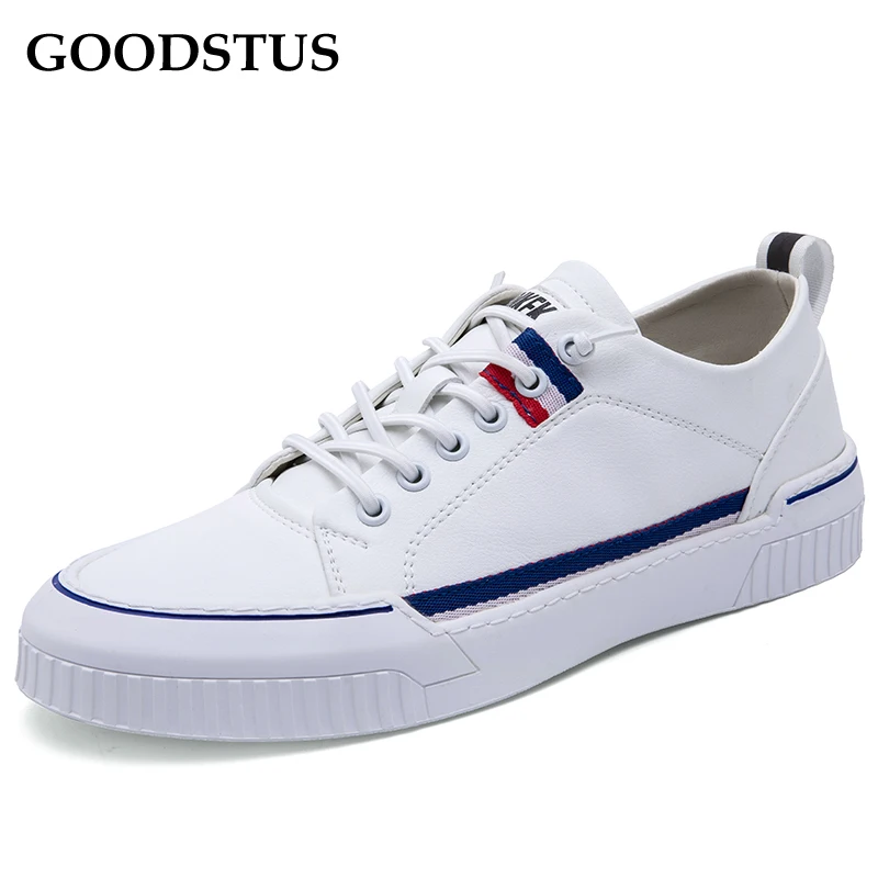 

GOODSTUS Men Pu Casual Shoes Breathable Comfortable Platform Solid Simple Style High Top Fashion Quality Zapatos Hombre Vestir