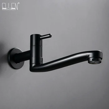 

ELLEN Single Cold Water Wall Sink Faucet Black Kitchen Faucet Garden Mop Faucets Wall Mounted Bath Tap ELM292