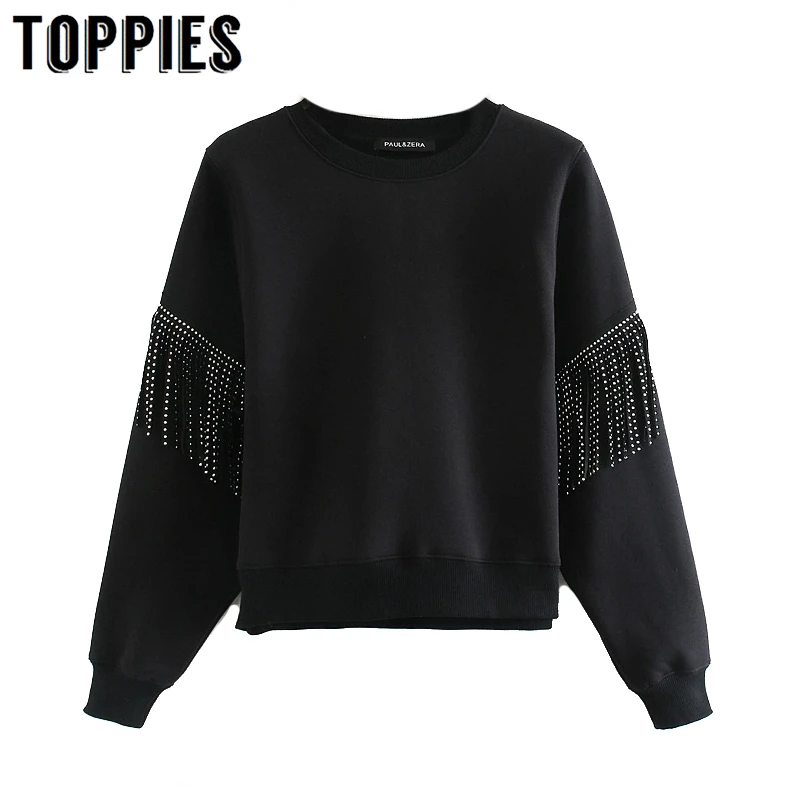  Winter Rivet Tassel Hoodies Sweatshirts Harajuku Women Clothes Gothic Sweatshirts Streetwear Women