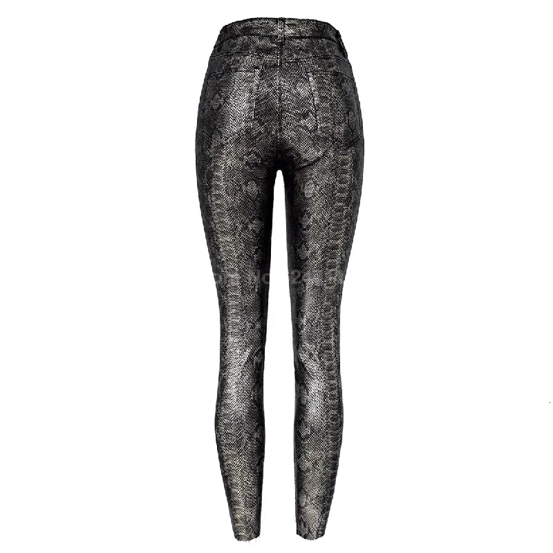 Осенние новые женские брюки из ПУ модные женские джинсы с высокой талией сексуальные женские джинсы карандаш длина лодыжки худые брюки