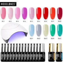 Modelones 17 шт./партия 36 Вт Светодиодная лампа для ногтей Гель-лак для ногтей УФ-лампа основа верхнее покрытие для ногтей Гелевые наборы длительный салон УФ Гель-лак для ногтей