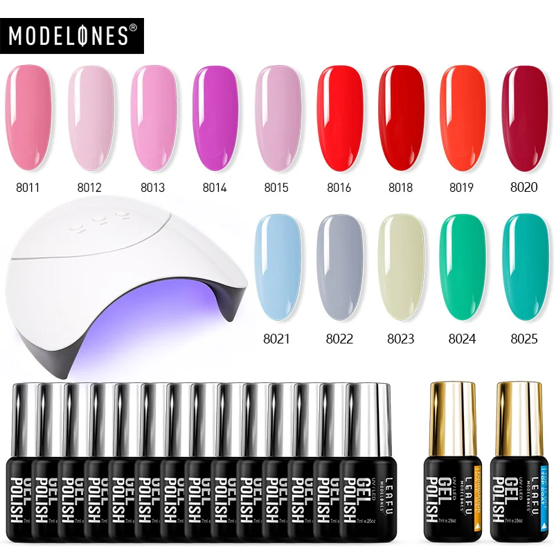 

Modelones 17Pcs/Lot 36W Led Lamp Nail Gel Polish Nail Art UV Lamp Base Top Nail Coat Gel Kits Long Lasting Salon UV Gel Lacquer