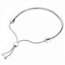 925 пробы серебряный браслет Moments скользящая застежка регулируемый браслет подходит для женщин бусины Шарм Diy Европа ювелирные изделия