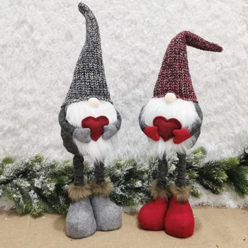 

Faceless Santa Doll Telescopic Knitted Ornaments Christmas Window Tabletop Home Decor Kid Gifts