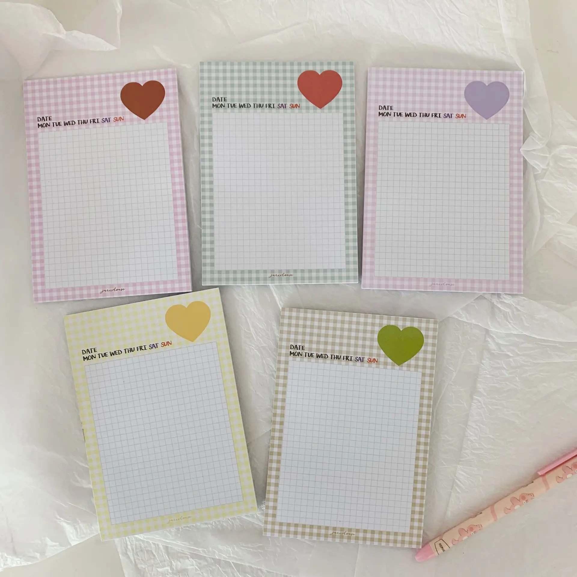 30 Sheets Korean ​Ins Color Grid Love Memo Pad Student diary Diy Learning Note Message Paper Kawaii School Notebook Stationery