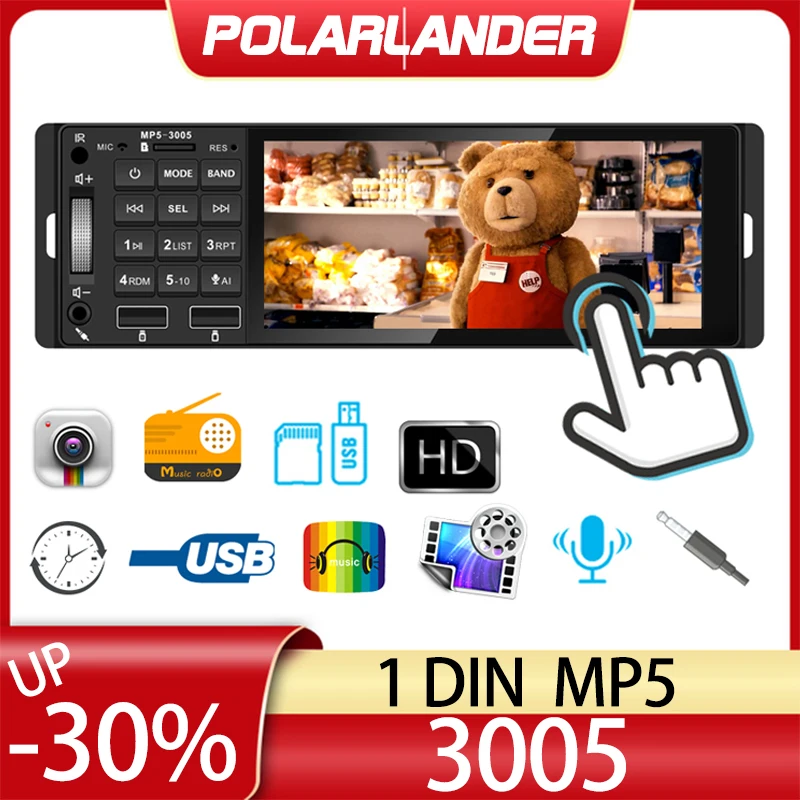 Автомагнитола MP5 1 Din 5 дюйма 12 В USB AUX Bluetooth поддержка звонков в режиме Hands-free AI RM RMVB MP3