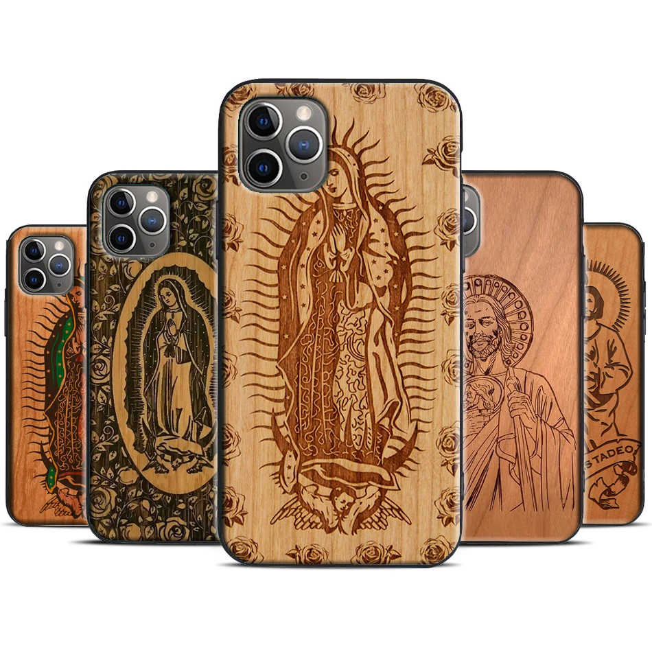 apple iphone 13 pro max case Guadalupe San Judas Wood For iPhone 12 Pro Max 13 mini Case For iPhone 11 Pro Max XS XR X 7 8 Plus SE 2020 Funda best iphone 13 pro max case iPhone 13 Pro Max