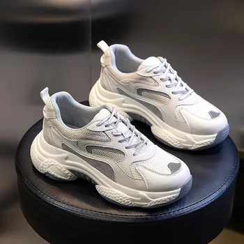 

Women Sneakers 2020 Spring New Fashion Sport Women Shoes Platform Mesh Genuine Leather Shoes High Quality Shoes Female