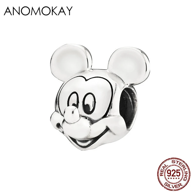 

Anomokay 100% Sterling 925 Silver Cartoon Mickey Charms for DIY Jewelry Making Vogue Minnie Beads fit Pandora Bracelet for Girl