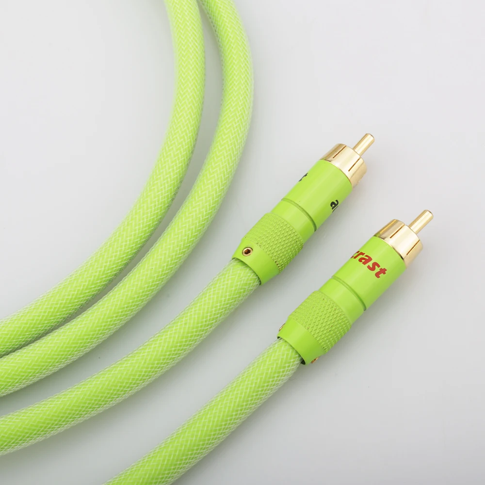 High Quality 6N 99.9999% OFC Male-Male RCA Interconnect Cable with Gold Plated RCA Plug for Hifi System