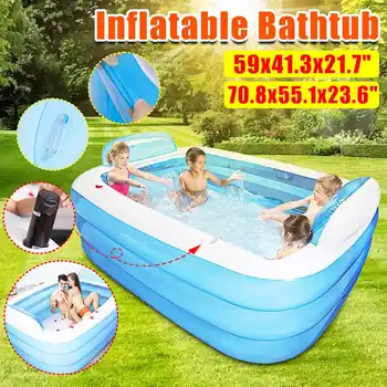 

180cm/150cm Foldable Bathtub Inflatable Bath Tub For Adults Keep Warm Swimming Pool Bathtub With Air Pump Bathing Tub 3 Layers
