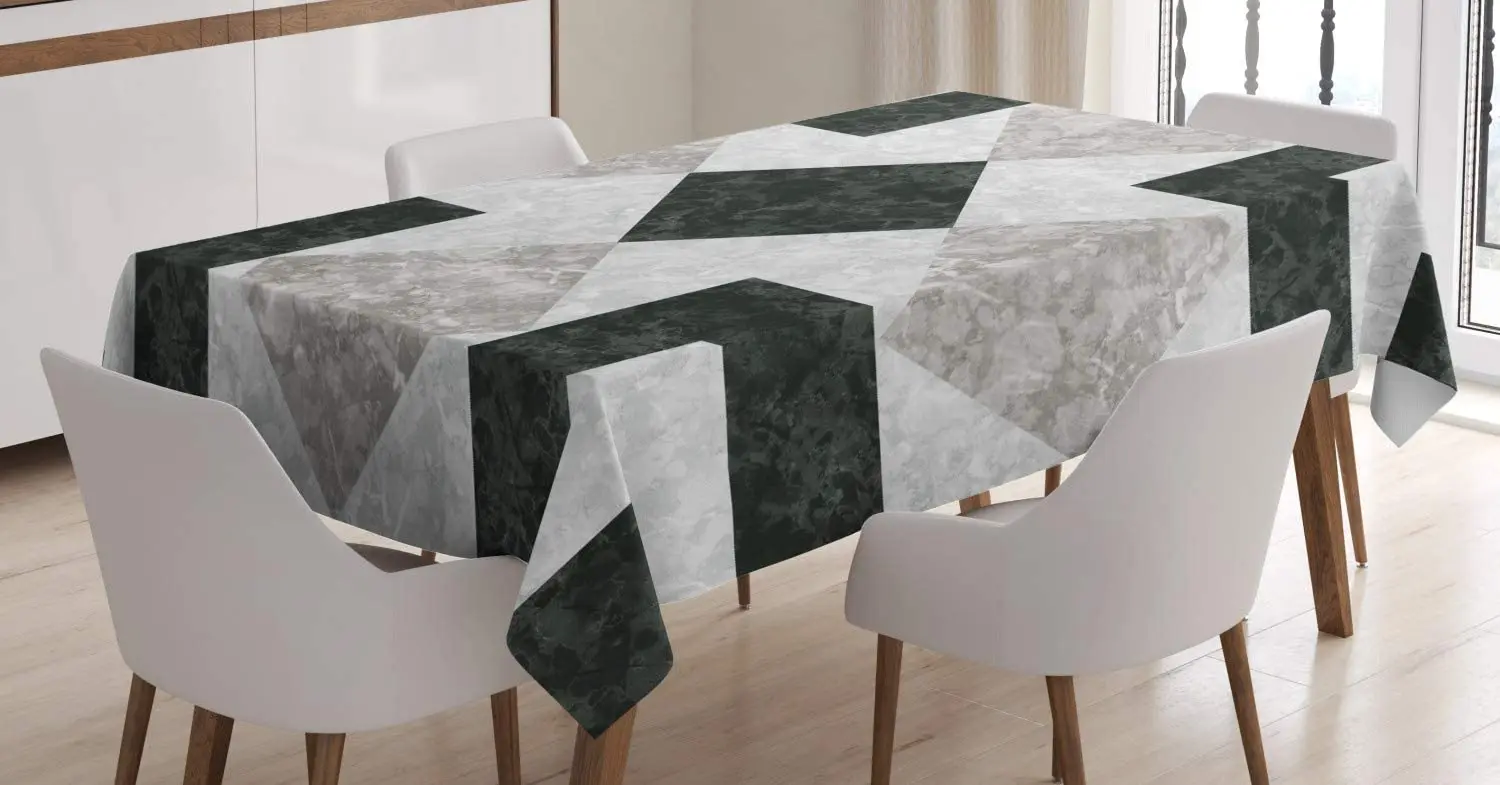 Nostalgic Marble Stone Mosaic Regular Design with Alluring Elements Artwork Print Dining Room Kitchen Table Cover | Дом и сад