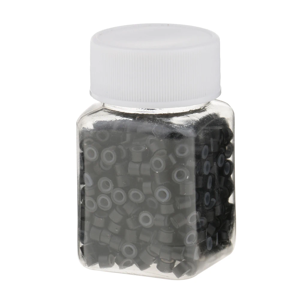 500pcs Hair Extension Silicone Lined Micro Rings Beads Links Tubes Black Brown Hair Extensions Color Ring