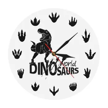 

Dinosaurs Footprint Tracks Dragon Claws Wall Clock Kids Room Nursery Wall Decor Dinosaur World T-Rex Reptile Mute Clock Watch