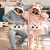 Unisex Adult Couple Pajamas Men Pajamas Set Thicken Female Sleepwear Winter Warm Flannel Cute Animal Cartoon Home Service Pyjama ► Photo 2/6