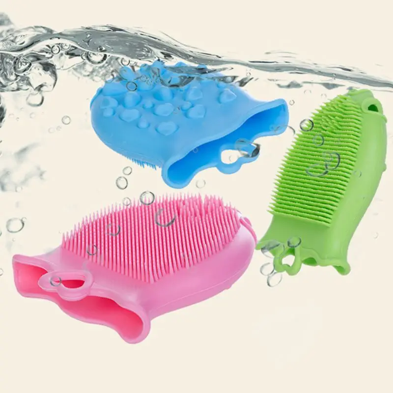 Baby Cartoon Bath Brush Soft Bather Children Massage Silicone Shampoo Brush Kids Bathing Supplies